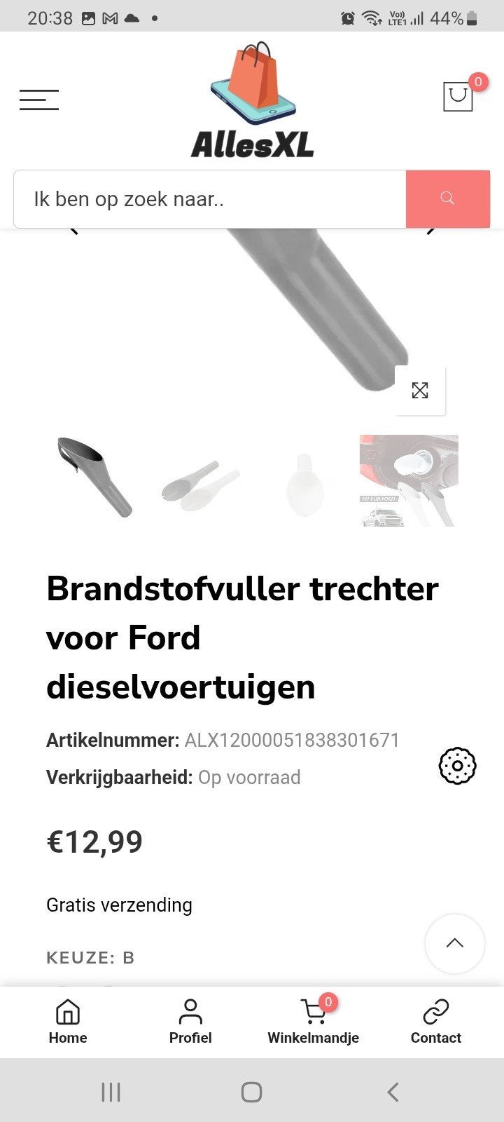 brandstofvuller trechter Ford diesel, Doe-het-zelf en Bouw, Ophalen