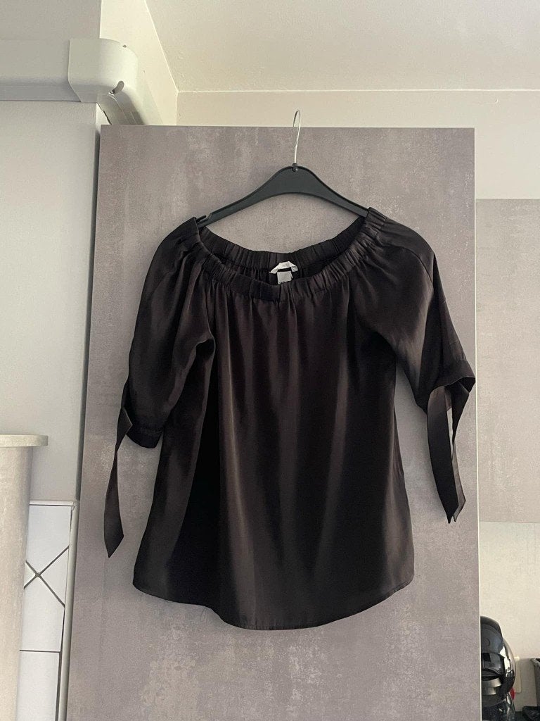 BLOUSE noire satinée S, H&M, Enlèvement ou Envoi, Taille 36 (S), Comme neuf
