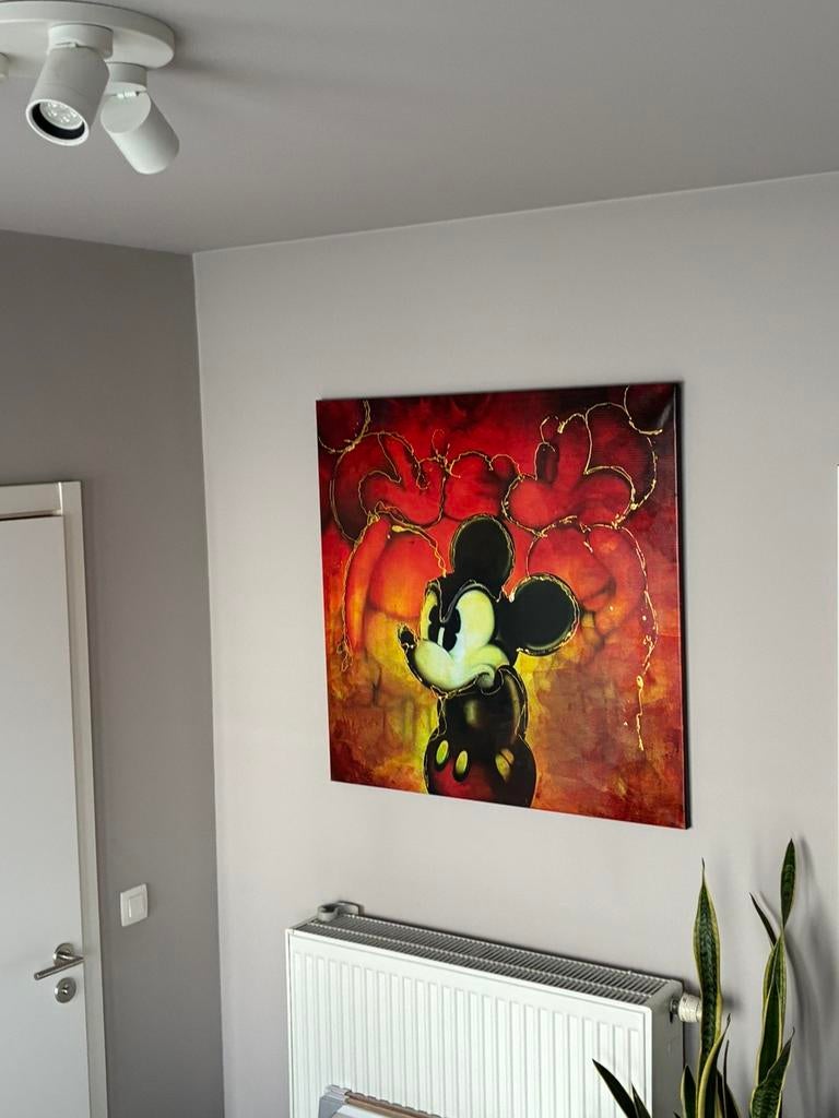 Micky Mouse Schilderij op doek 90 x 90 cm, Antiek en Kunst, Ophalen