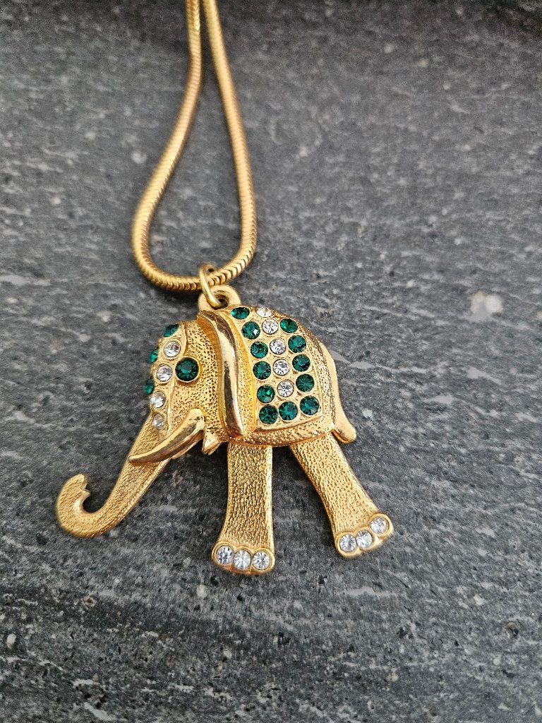 Pendentif éléphant vintage en or Bijoux, Enlèvement ou Envoi, Autres matériaux, Pendentif, Doré