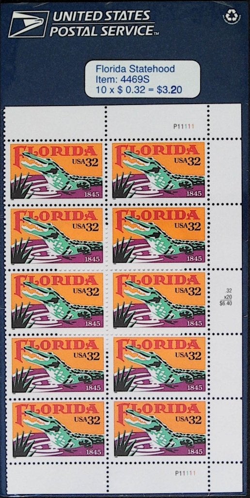 USA Sc# 2950 MNH - Florida Statehood; 150th Anniv. Alligator, Verzenden, Postfris, Noord-Amerika