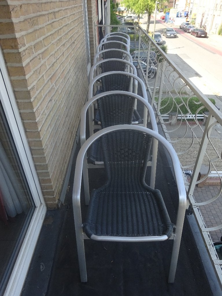 8 terrasstoelen, Tuin en Terras, Tuinstoelen, Ophalen, Gebruikt, Aluminium, Stapelbaar