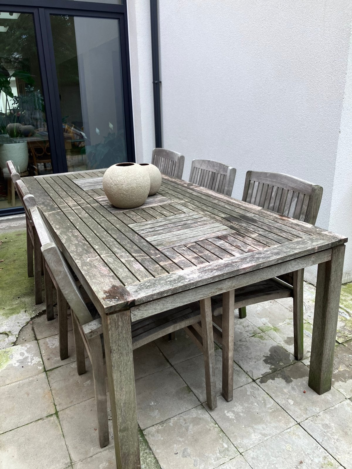 Teak tuintafel met 6 armstoelen Garden Imppressions, Tuin en Terras, Ophalen, Zo goed als nieuw
