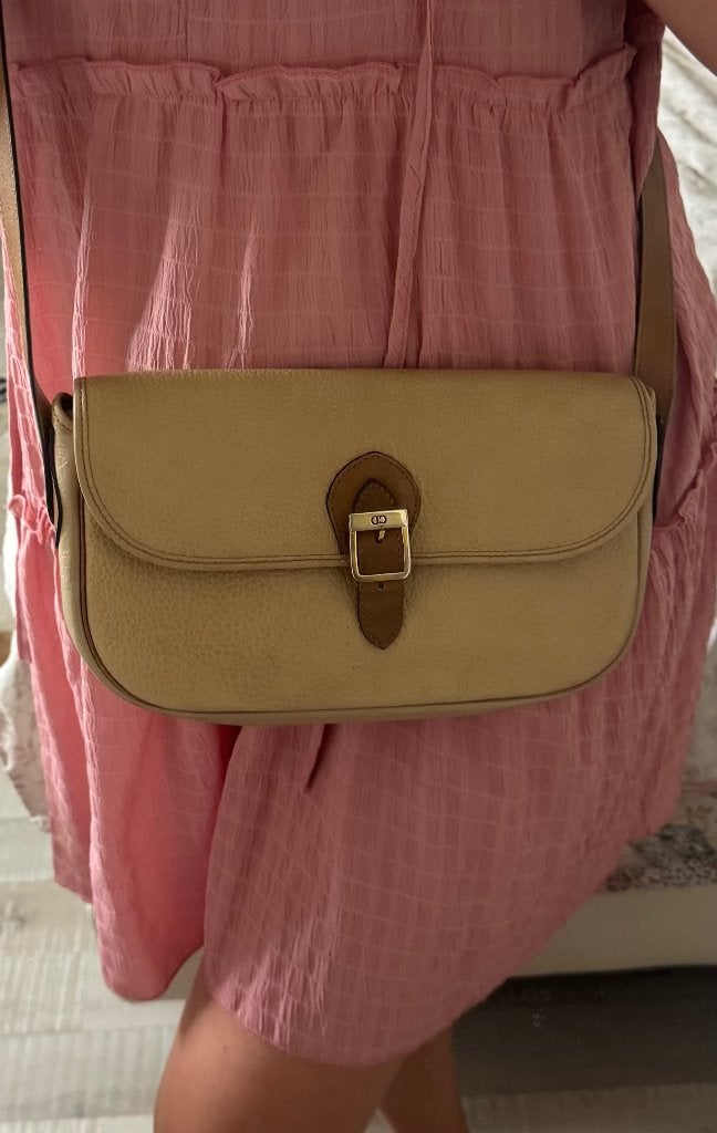 Vintage Christian Dior handtas crossbody, Ophalen of Verzenden, Gebruikt, Beige, Handtas