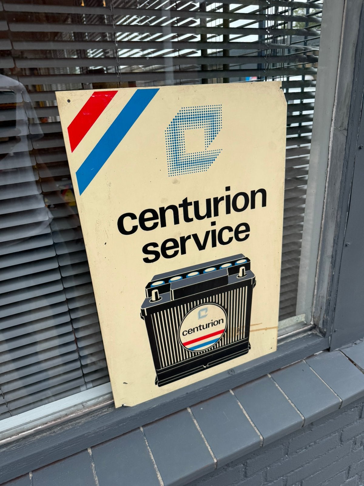 Centurion Accu oud reclamebord, Verzamelen, Ophalen of Verzenden, Gebruikt, Reclamebord