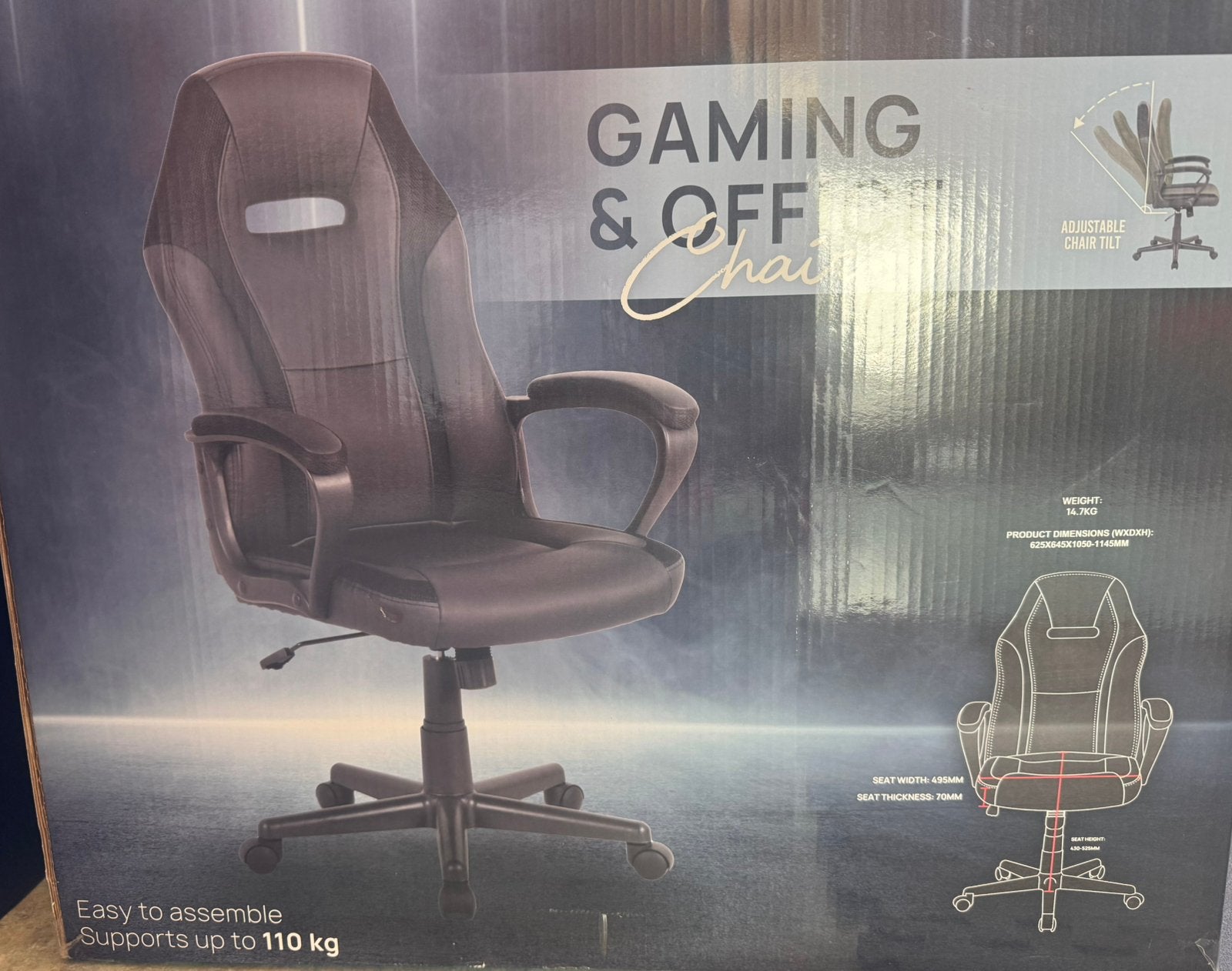 Chaise de bureau gaming, Enlèvement, Comme neuf, Noir, Chaise de bureau