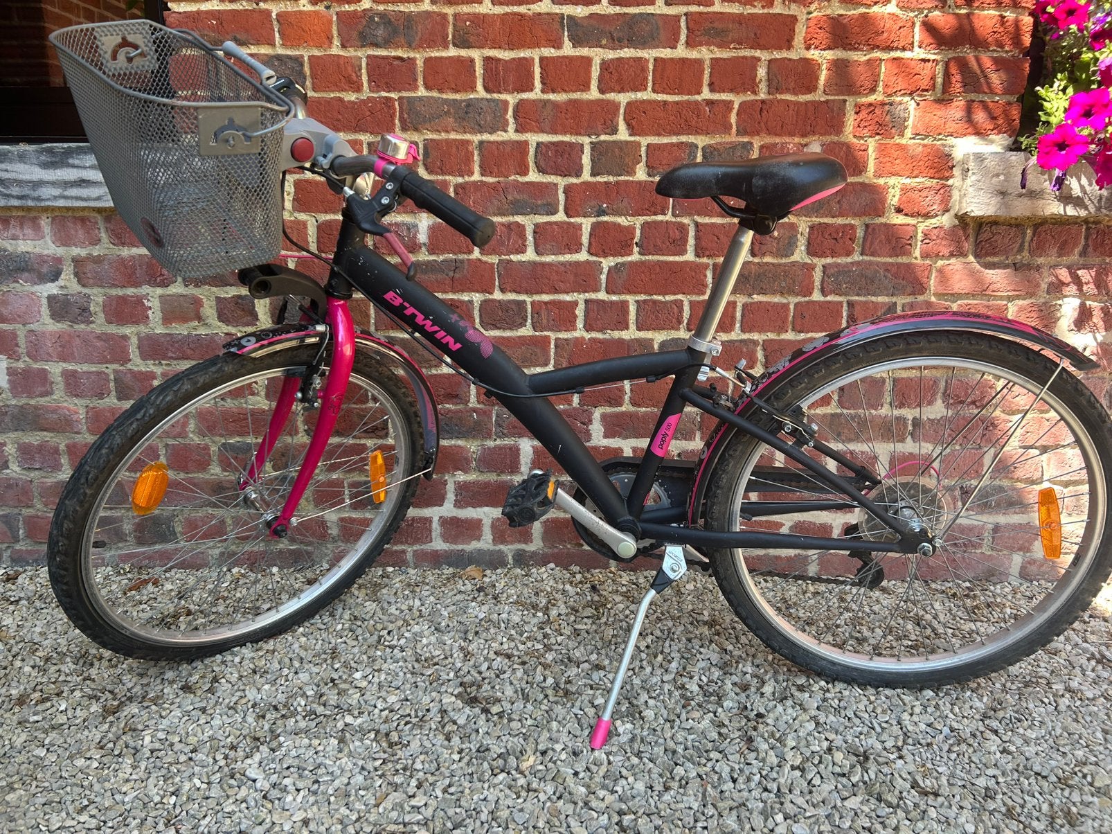 Roze/zwarte fiets BTWIN, Fietsen en Brommers, Ophalen, Gebruikt, Velgrem, Versnellingen