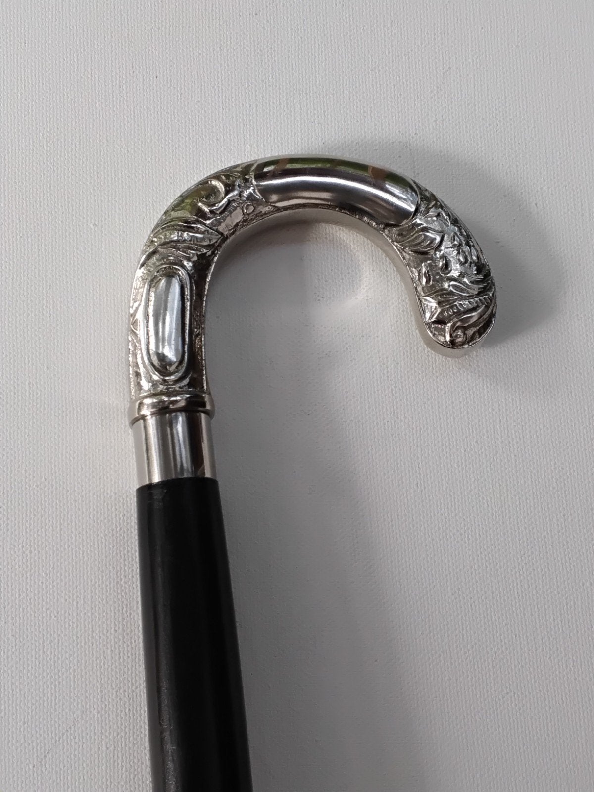 wandelstok messing, zwart gedraaid hout, Diversen, Verzenden, Gebruikt
