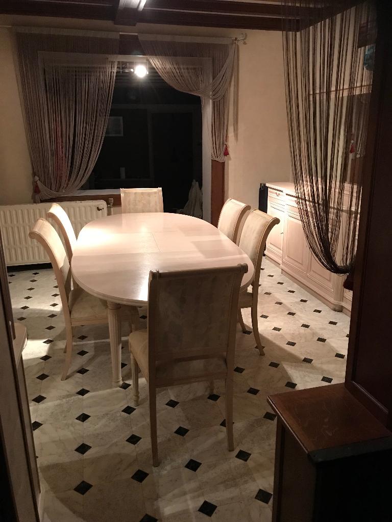 Complete eetkamer in CERUSED OAK, Ophalen, Gebruikt, Chêne cėrusė, 4 tot 6 stoelen