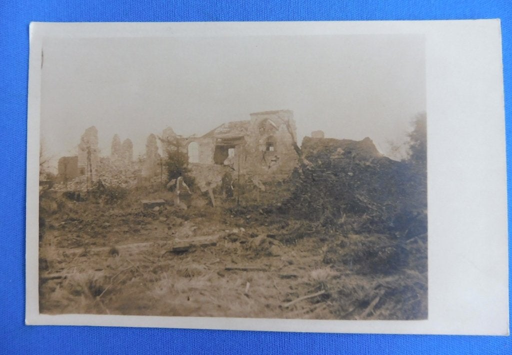 Originele Duitse WO1 Foto Ruïnes Verwoest Gebouw, België? -D, Verzenden, Landmacht, Overige typen