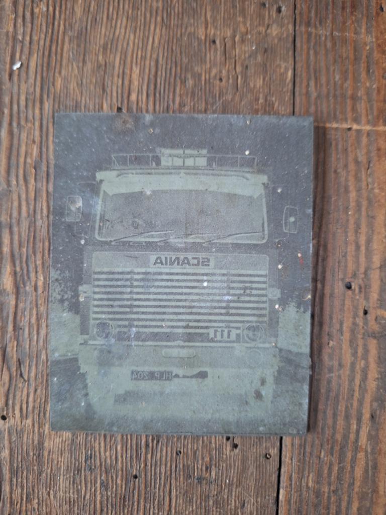 Scania oldtimer drukplaat, Postzegels en Munten, Penningen en Medailles, Ophalen of Verzenden