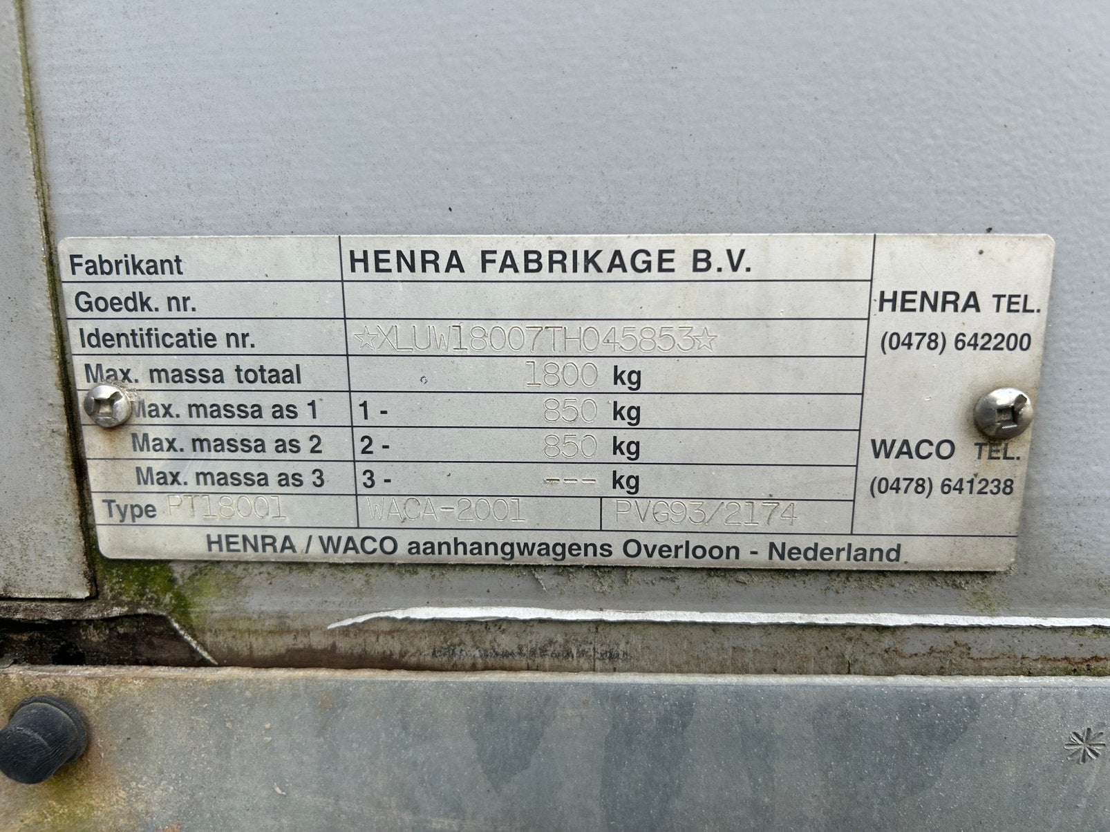 Degelijke WACO 2-paards paardentrailer –1.800 kg –opknapwerk, Dieren en Toebehoren, Ophalen, Gebruikt