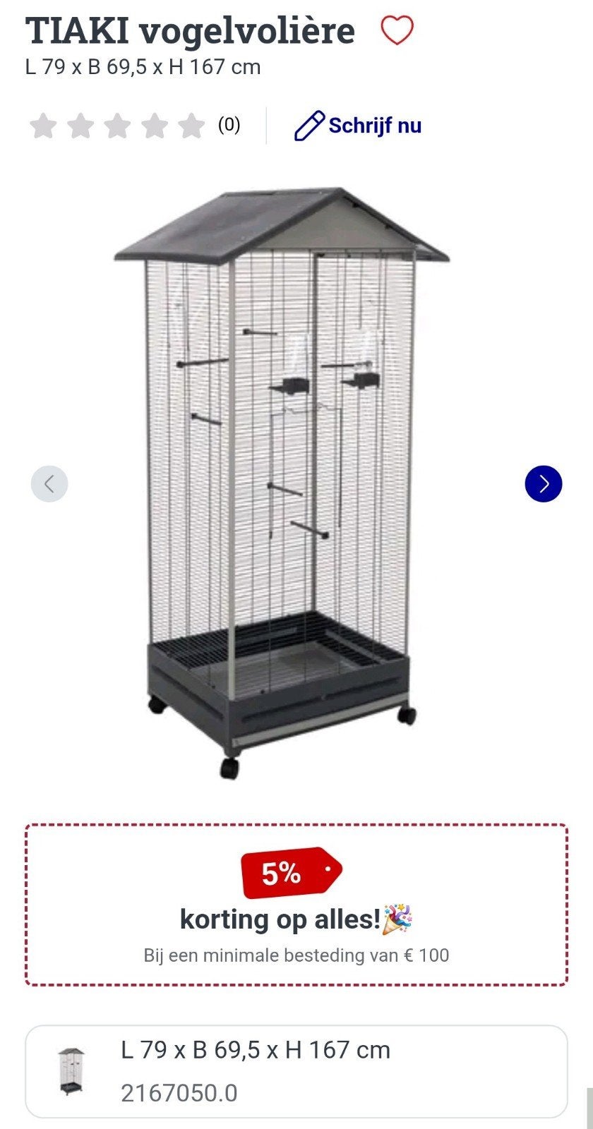 Cage pour oiseaux, Enlèvement ou Envoi, Comme neuf, Métal, Cage à oiseaux