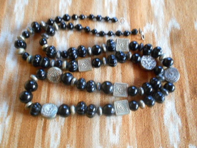 ketting zwart glas lengte 110 cm, Ophalen of Verzenden, Zo goed als nieuw, Zwart, Overige materialen