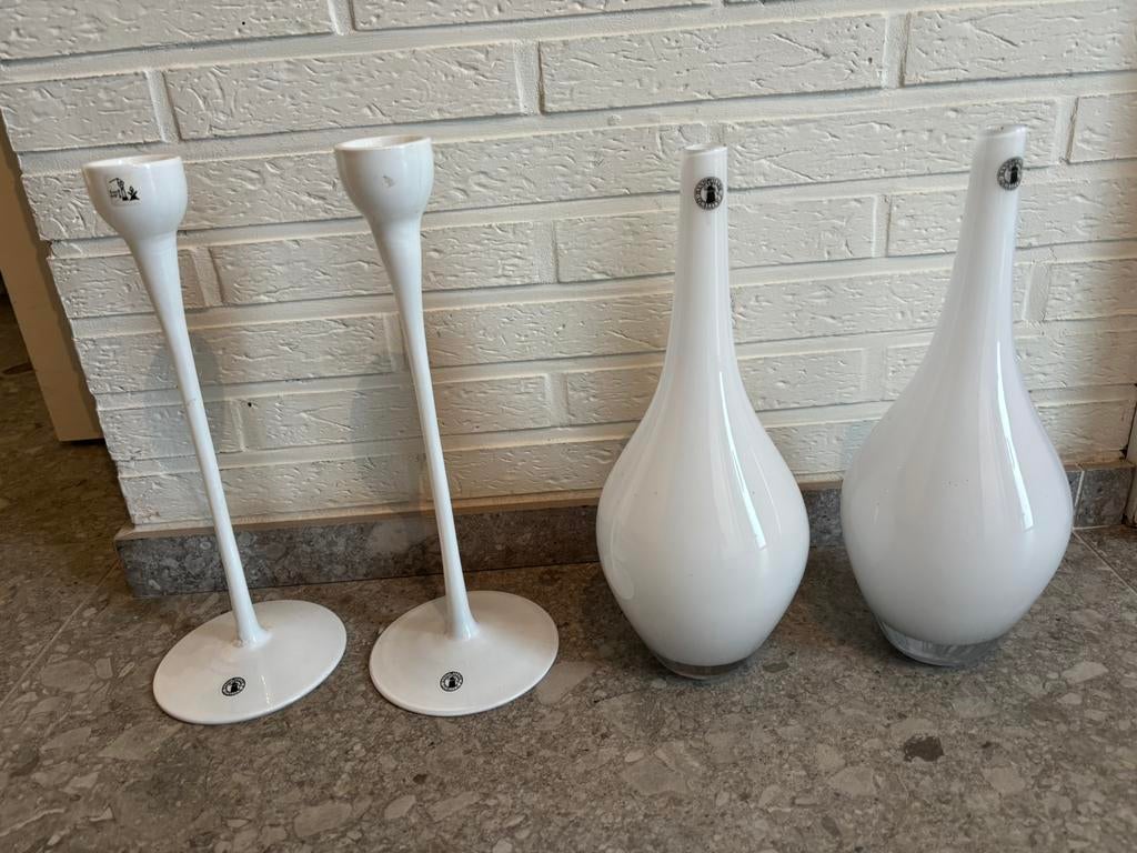 Ikea Vintage uit 1999 2 kandelaars Bloom en 2 vazen Salong, Huis en Inrichting, Woonaccessoires | Vazen, Ophalen, Zo goed als nieuw