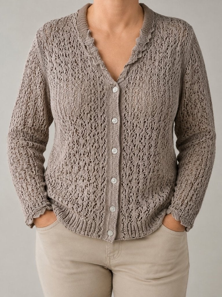Pull en maille beige pour femme - taille 46/48, Taille 46/48 (XL) ou plus grande, Enlèvement ou Envoi, Beige, Made in Belgium