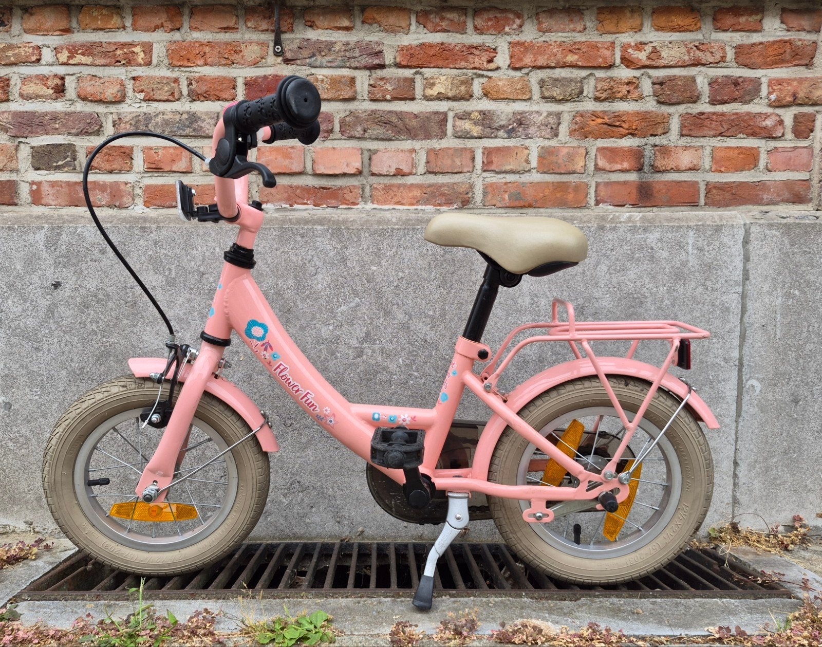 Leuke roze meisjesfiets Flower Fun 12,5 inch, Ophalen, Terugtraprem, 14 inch of minder, Flower Fun