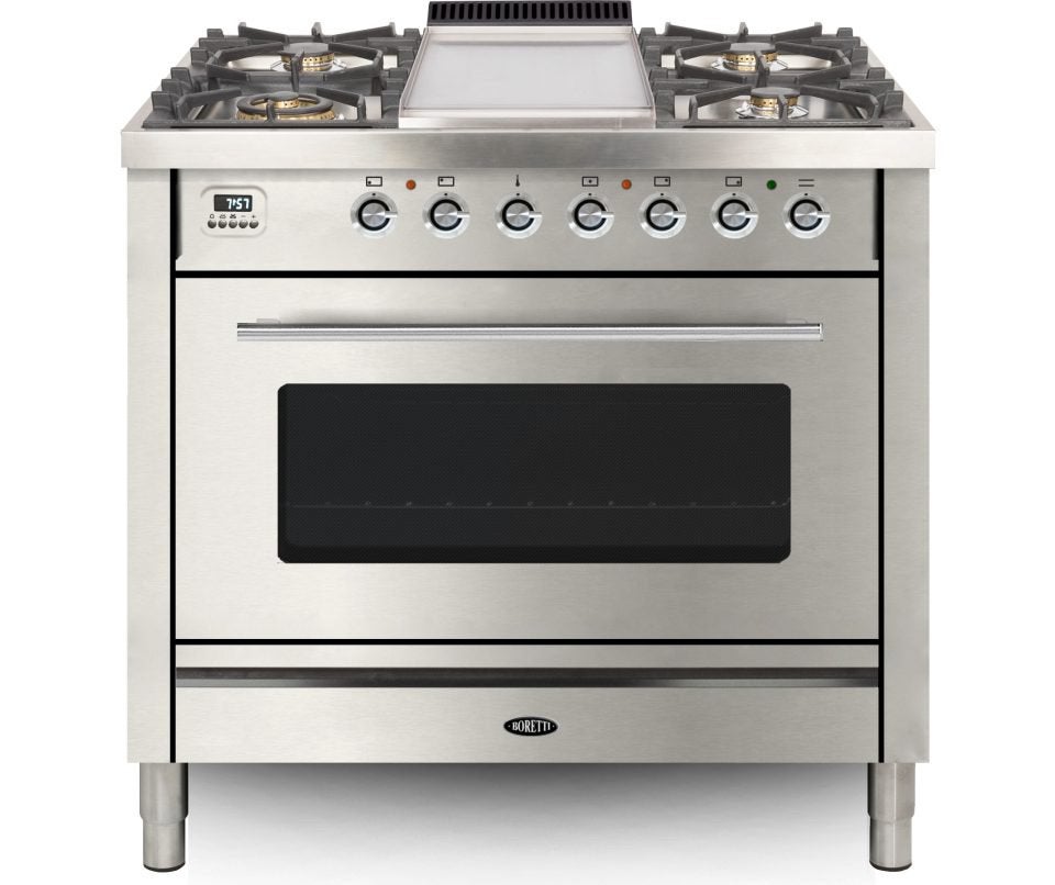 Boretti VFP931RVS gasfornuis met elektrische oven, Ophalen, Gebruikt, 60 cm of meer, Energieklasse A of zuiniger