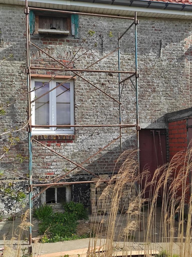 Stelling steiger 4m werkhoogte, 2m breed en 110 diep, Doe-het-zelf en Bouw, Steigers, Ophalen