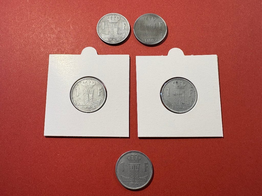 Set 5 x 1 Frank Klimmende Leeuw WOII - 1941-1946 (#160#), Postzegels en Munten, Munten | België, Ophalen of Verzenden, Metaal