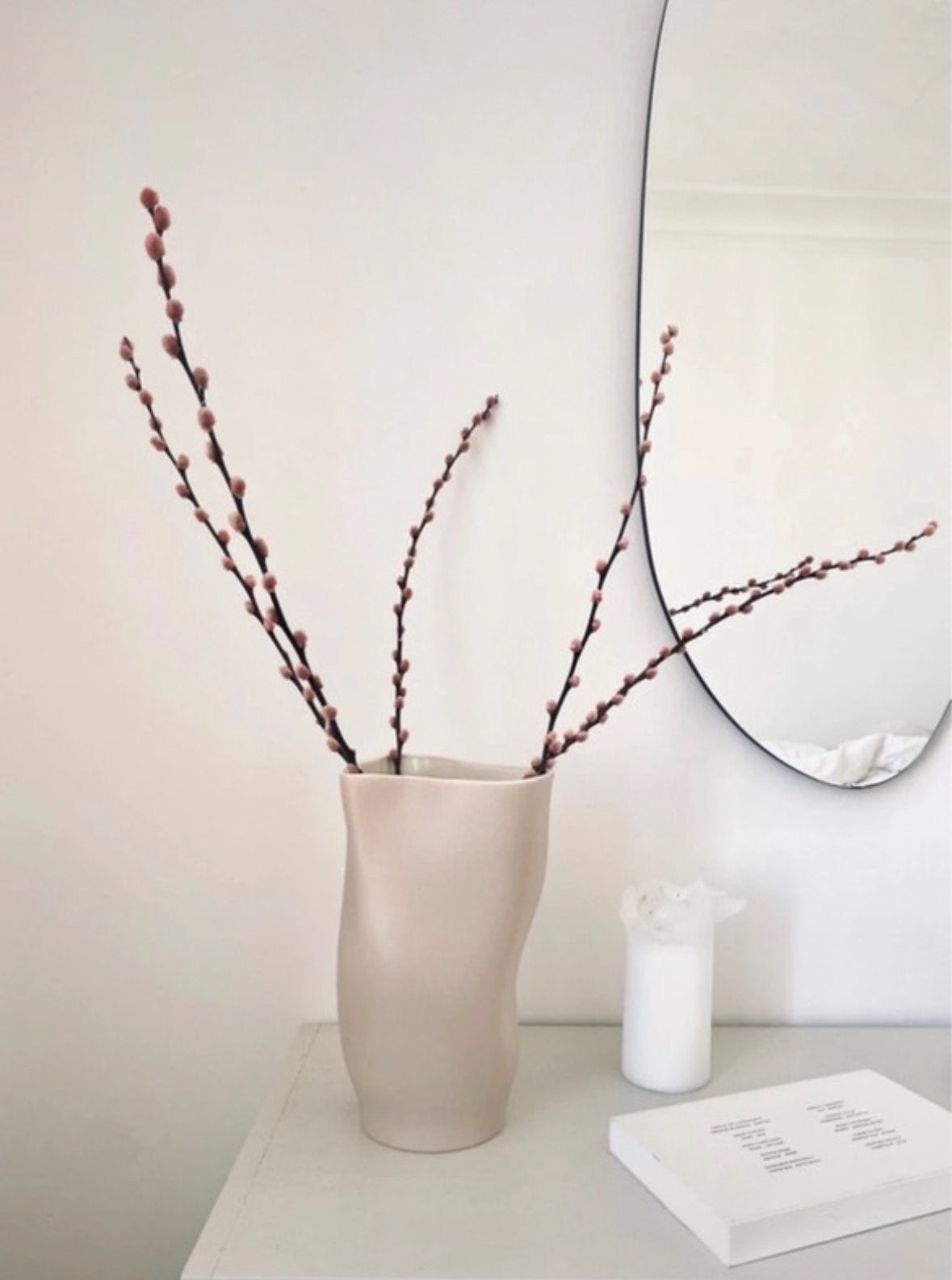 vase en céramique beige, Maison & Meubles, Enlèvement, Comme neuf, Beige