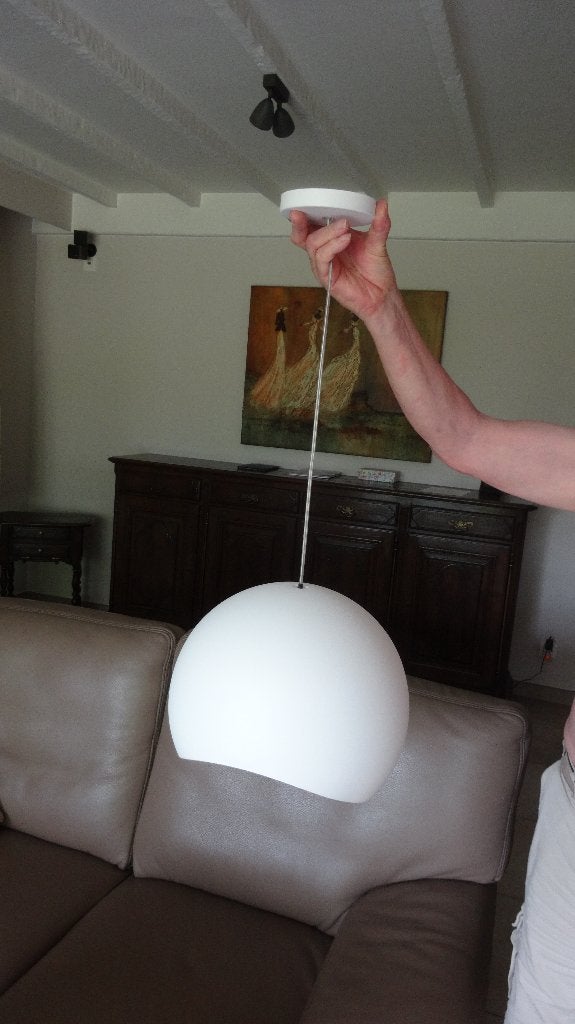 Lampe suspendue blanche (plafonnier), Enlèvement ou Envoi, Comme neuf, Verre, E27 (grand)