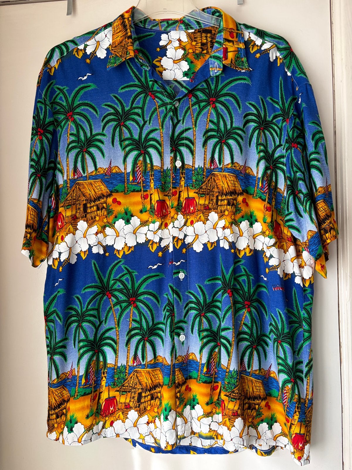 Hawaïaans hemd/tropisch strandshirt in grote maten, Kleding | Dames, Ophalen of Verzenden, Zo goed als nieuw, Blauw
