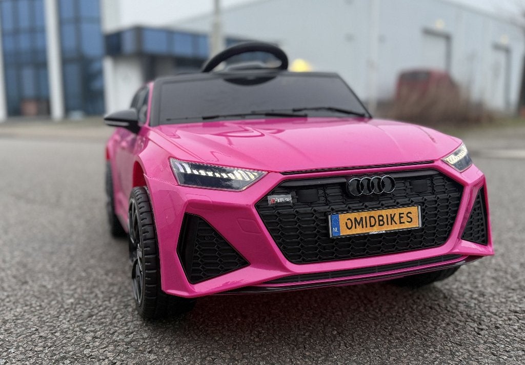 Kinder Auto Audi RS6 12v roze +RC - Leder - Rubberband NIEUW, Ophalen of Verzenden, Nieuw