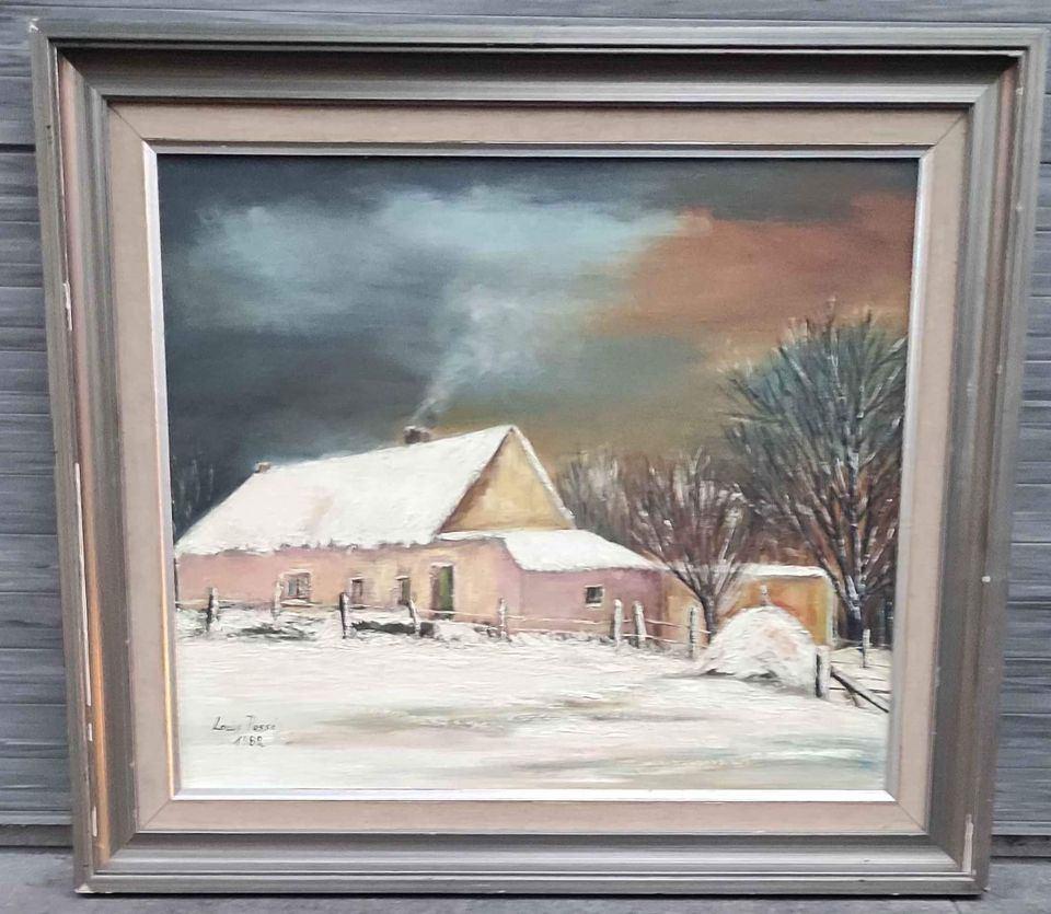 Huile sur toile maison enneigé signe Louis posse 1982, Enlèvement ou Envoi