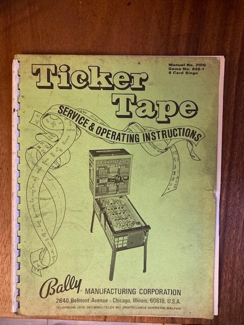 BALLY TICKER TAPE SERVICE & OPERATING INSTURCTION + schema, Enlèvement ou Envoi, Comme neuf