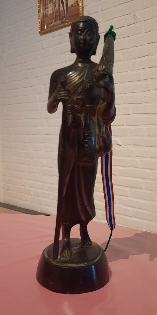 Phra Sivali Thera Thai Boeddha Thai Monnik,oud beeld,brons,,, Métal, Utilisé, Multicolore, Accents dorés