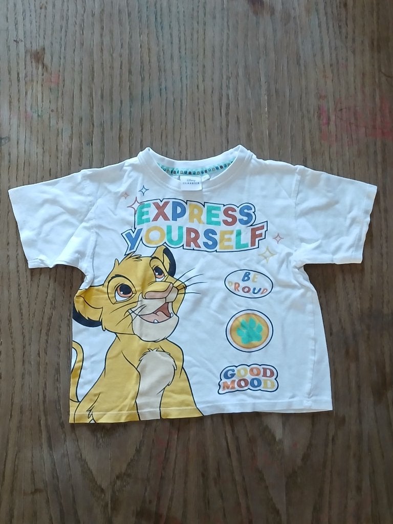 Disney Lion King / Simba T-shirt Wit met Print (Maat 4A), Kinderen en Baby's, Disney, Gebruikt, Jongen of Meisje, Ophalen of Verzenden