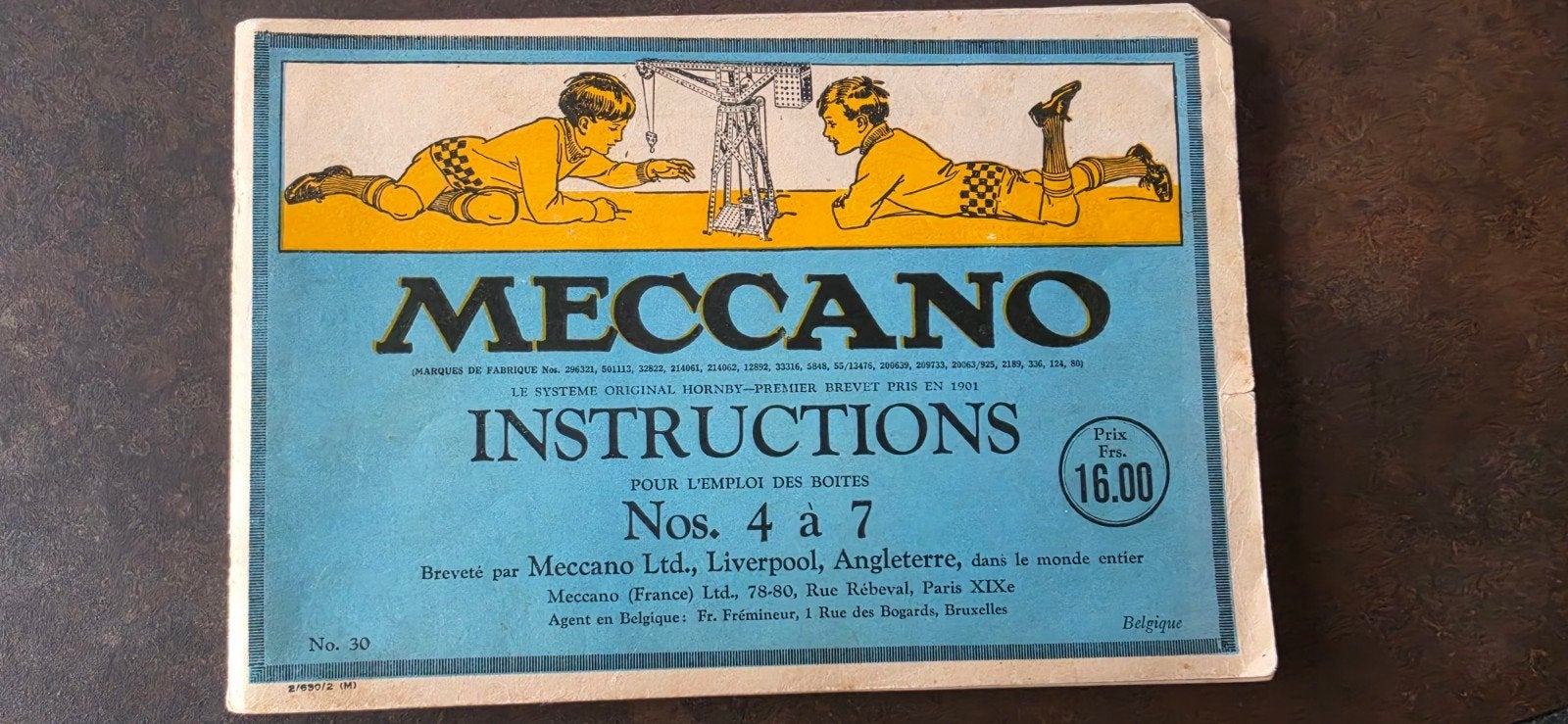 MECCANO manuel d'instructions boîtes 4 à 7, Édition 1930, Enlèvement ou Envoi