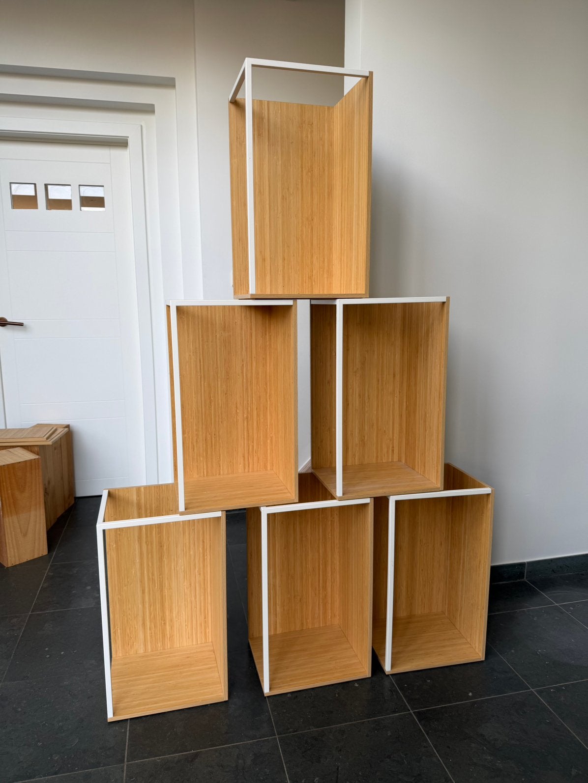 IKEA PS 2014 modulaire kast bamboe, 6 modules + 7 panelen, Ophalen, Zo goed als nieuw