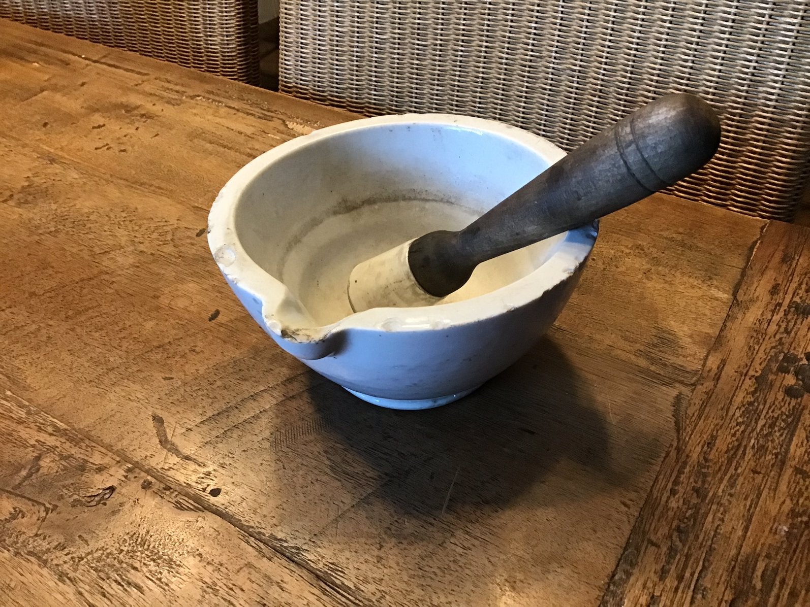 Antieke vijzel met stamper, Ophalen of Verzenden