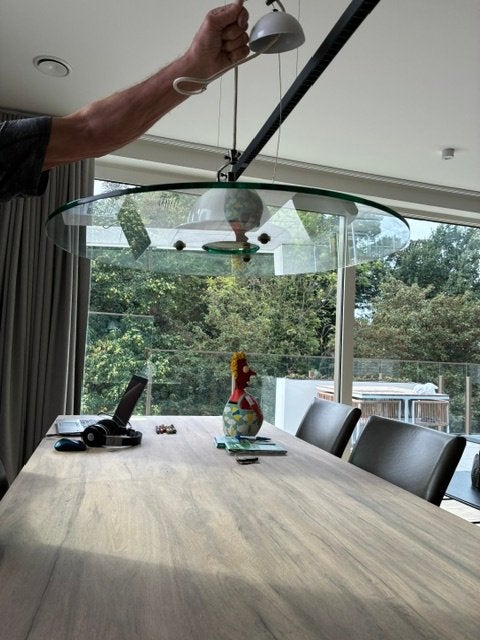 vintage hanglamp, Ophalen, Gebruikt, Glas