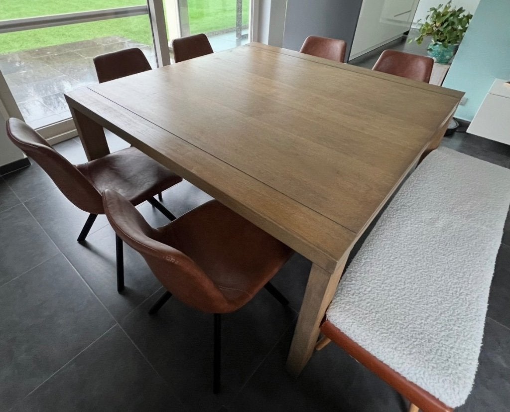 Houten Tafel vierkant 150, Huis en Inrichting, Tafels | Eettafels, Ophalen, Gebruikt, 150 tot 200 cm, Vierkant