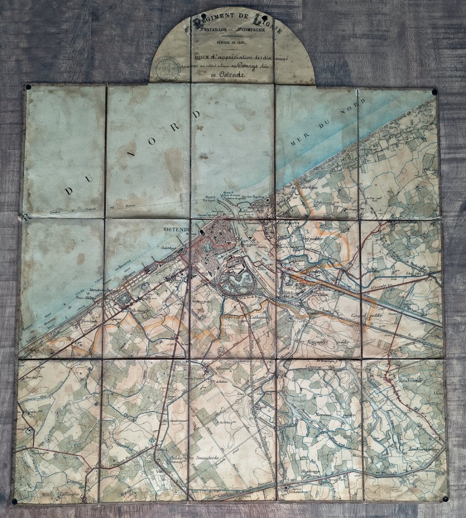 Oostende - Militaire topografische kaart 1901, Ophalen of Verzenden, Landmacht, Overige typen