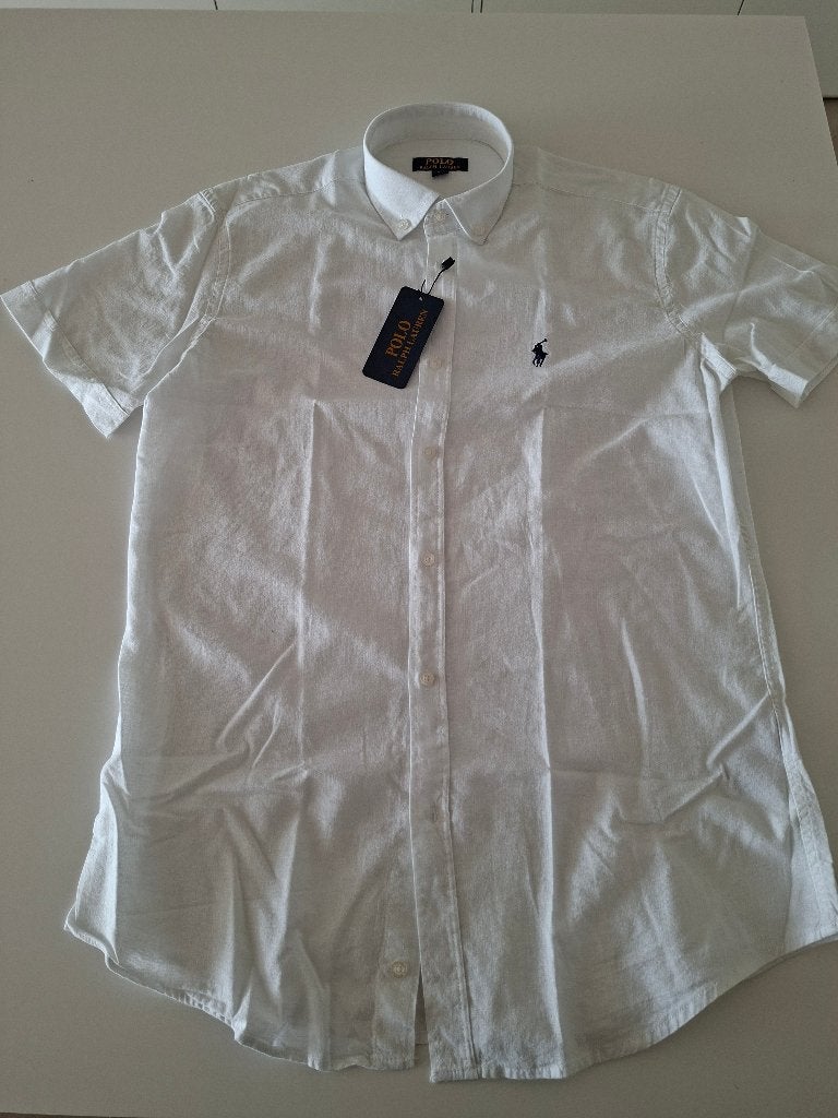 Ralph Lauren hemd - linnen - korte mouwen, Kleding | Heren, Overhemden, Wit, Ralph Lauren, Nieuw, Halswijdte 39/40 (M)