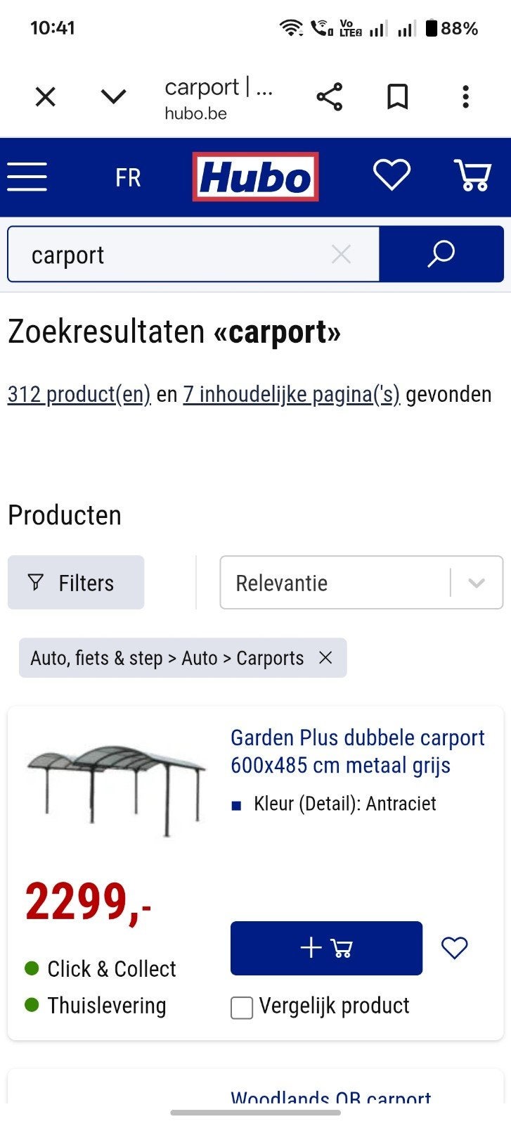 Carport, double 600*485 NOUVEAU !, Jardin & Terrasse, Enlèvement, Neuf, Carport
