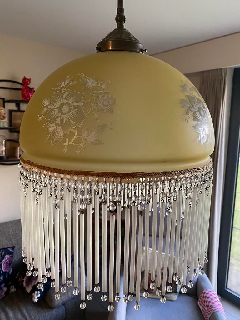 Antieke lamp, Huis en Inrichting, Ophalen, Gebruikt, Glas