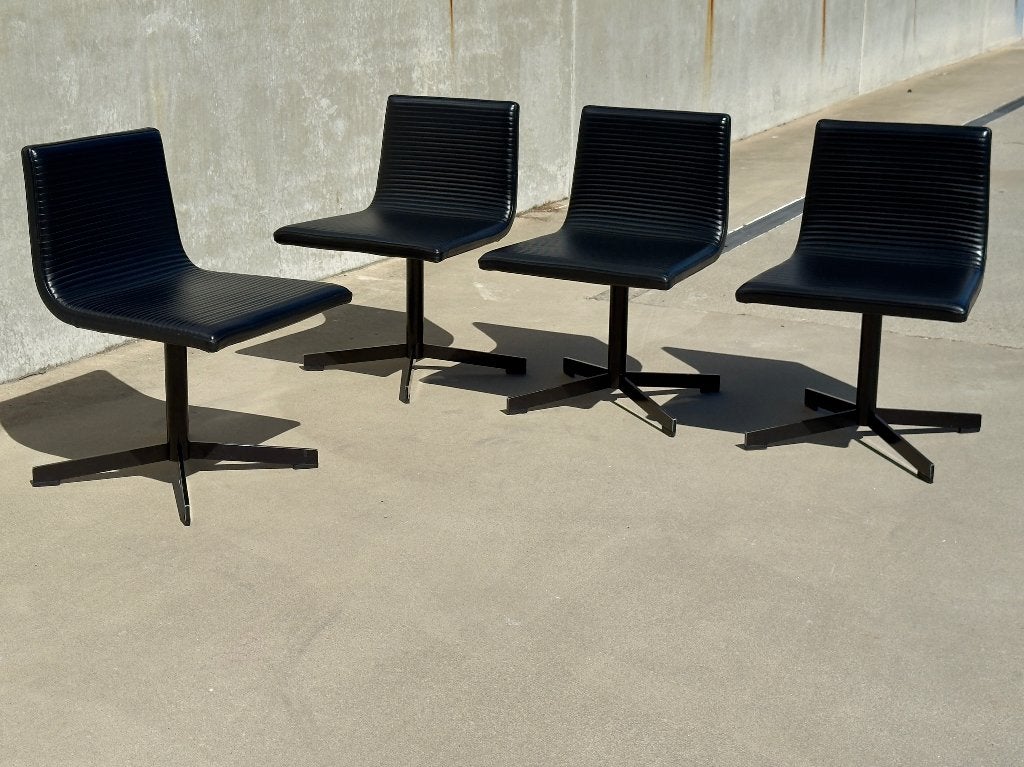 4 chaises pivotantes cuir B&B ITALIA design VAN DUYSEN, Enlèvement ou Envoi, Comme neuf, MINOTTI FLEXFORM VITRA ROCHE BOBOIS LIGNE ROSET KNOLL POLTRONA