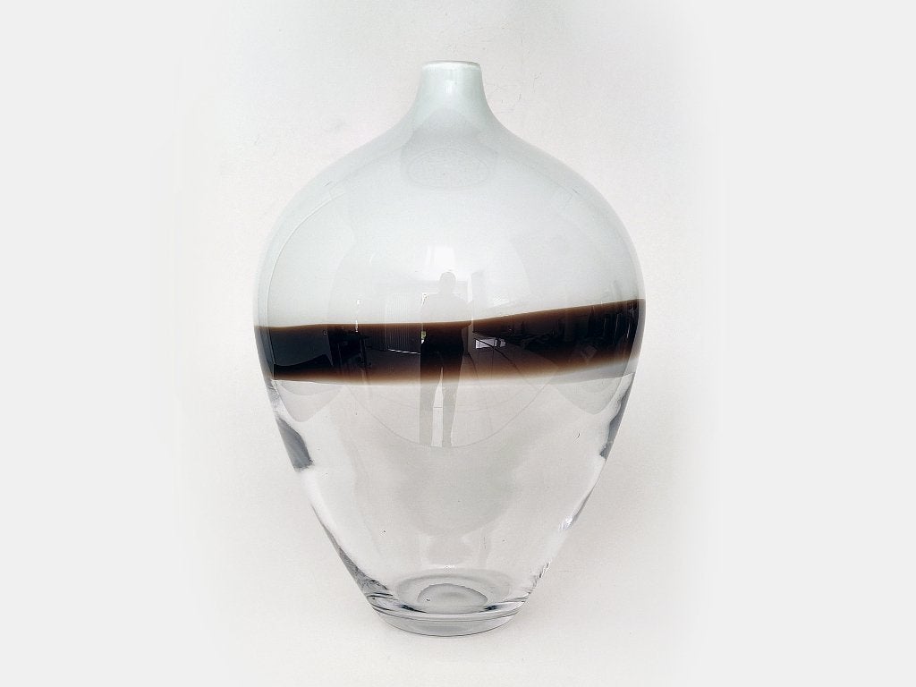 vase design en verre semi-transparent, Verre, Utilisé, 37 cm, Transparent