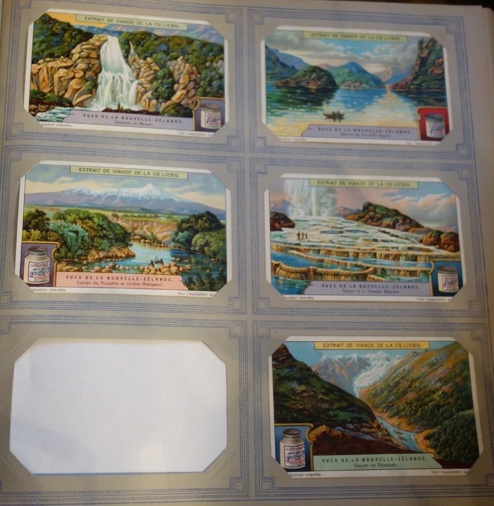 Set Liebig Prenten Vues de la nouvelle Zélande (1928)., Zo goed als nieuw, Voor 1940, Prent, Buitenland