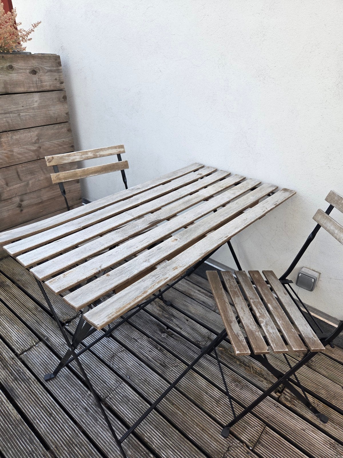 Tuin- of terrastafeltje met 2 of 3 klapstoelen, Tuin en Terras, Tuintafels, Ophalen, Hout