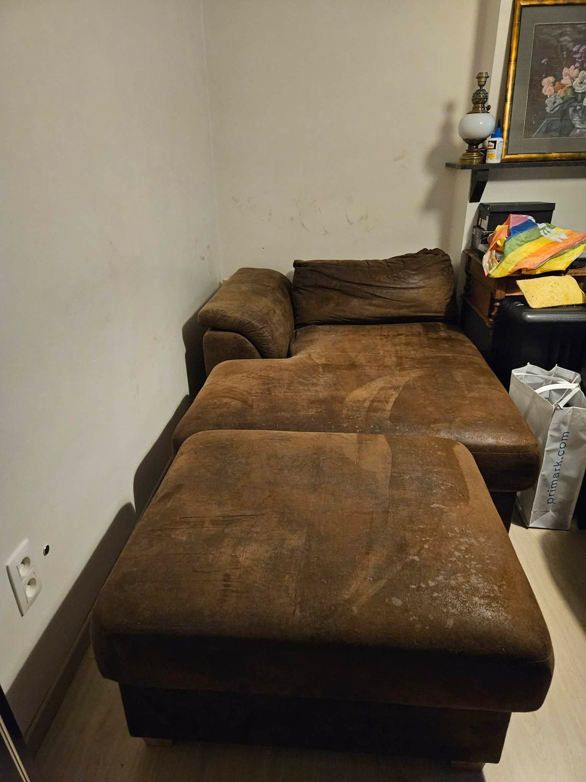 Méridienne a donner, Huis en Inrichting, Ophalen, Nubuk chocolat, Gebruikt, Tweepersoons