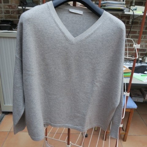 Oversized pull v-neck wol grijs Fabiana Filippi mt 44 (it44), Maat 42/44 (L), Ophalen of Verzenden, Zo goed als nieuw, Grijs