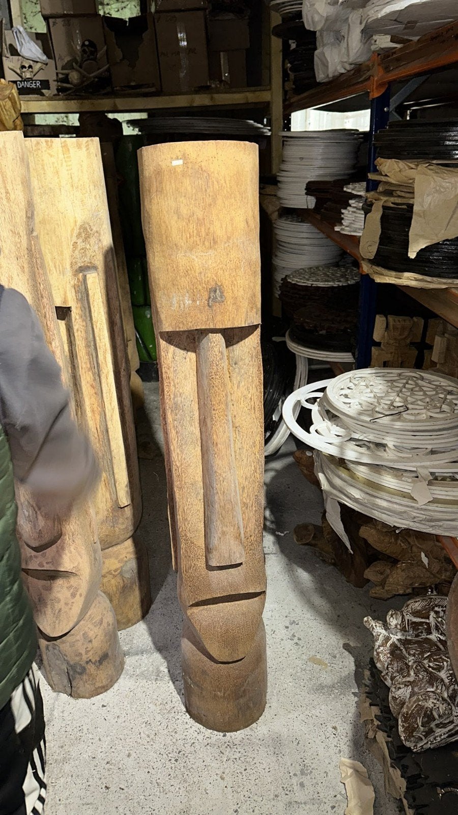 statue totem tiki 150 cm en bois de cocotier, Ophalen of Verzenden, Handgemaakt, 1 meter - 2 meter, Beeld