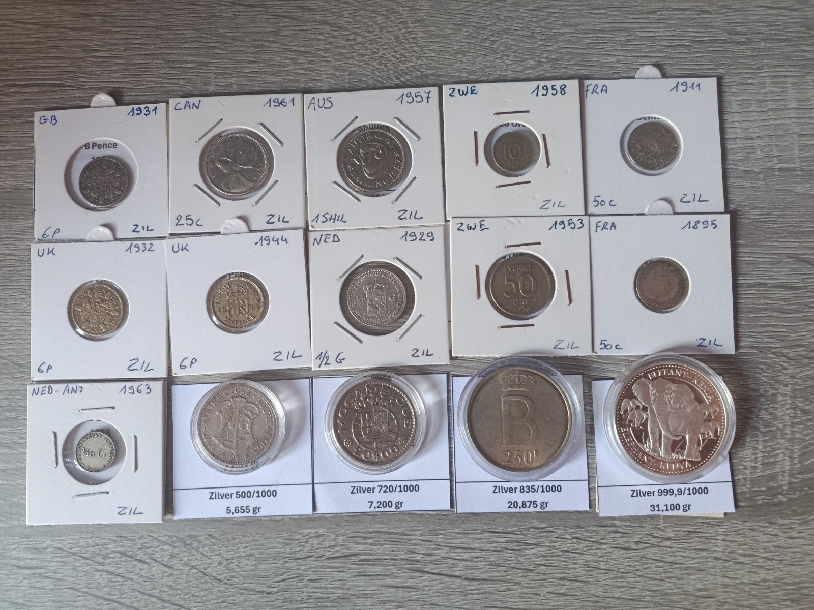 Zilveren munten te koop, Ophalen of Verzenden, Munten