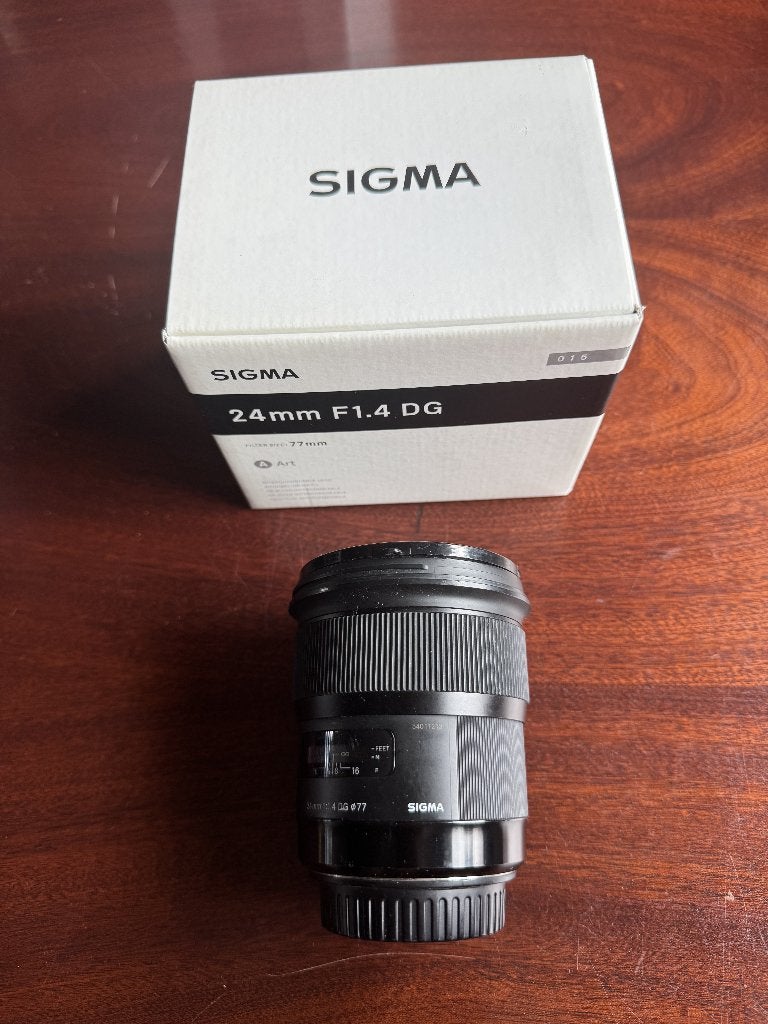 Sigma 24mm f/1.4 DG HSM Art (Canon EF-vatting) + doos, Audio, Tv en Foto, Ophalen, Sigma, Zo goed als nieuw, 24 mm